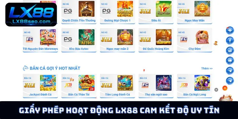 Giấy phép hoạt động LX88 cam kết độ uy tín