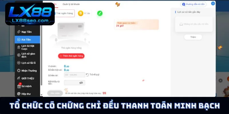 Tổ chức có chứng chỉ đều thanh toán minh bạch
