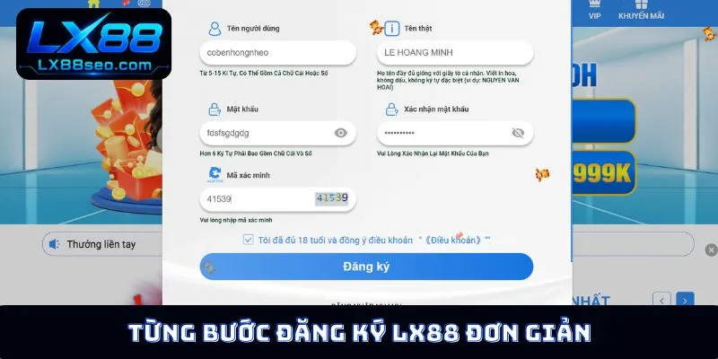 Từng bước đăng ký LX88 đơn giản